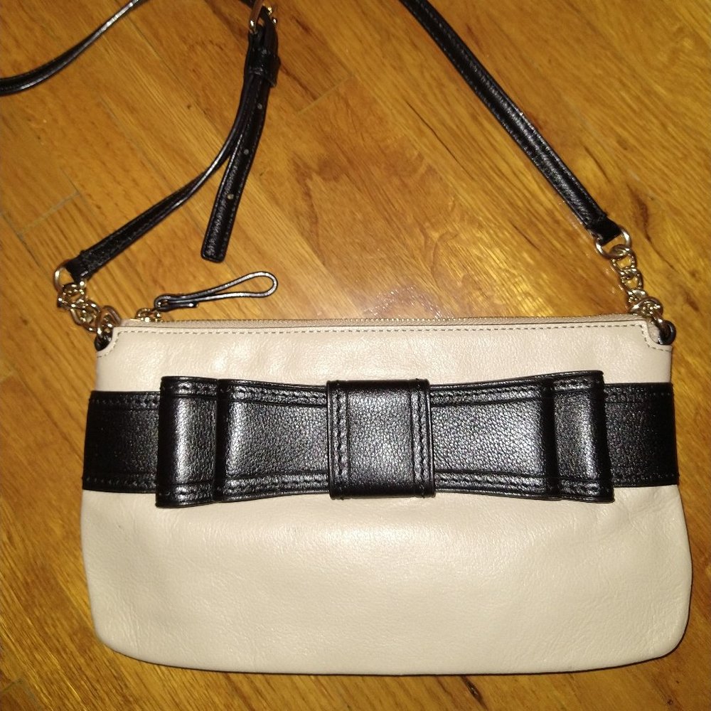 Kate Spade bow ribbon crossbody beige & black